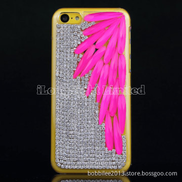 Leaf Rhinestone Crystal Diamond Case For iPhone 5C